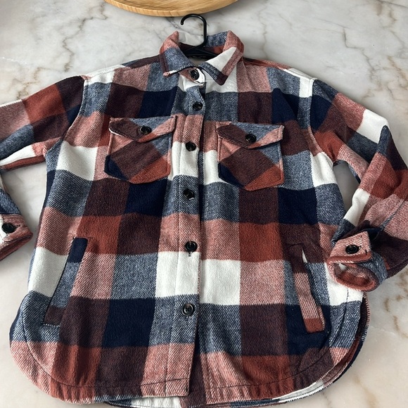 Members Mark Plaid SHACKET With Pockets Sz Small Brown Navy Multicolor - Picture 10 of 13